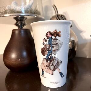 Rare HTF Henri Bendel New York Porcelain Travel Shopper Girl Coffee Tumbler Cup
